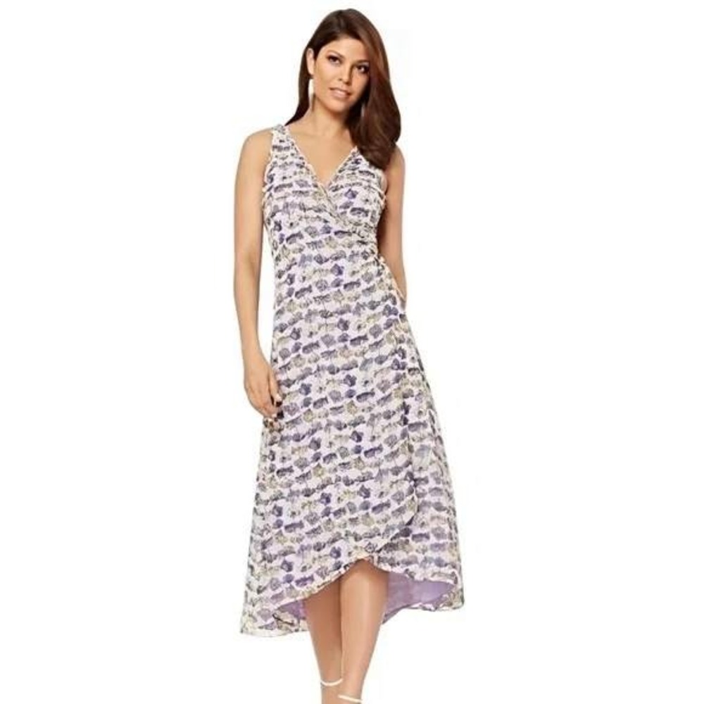 New York & Co. Eva Mendes Wrap Maxi Dress Floral Size Medium